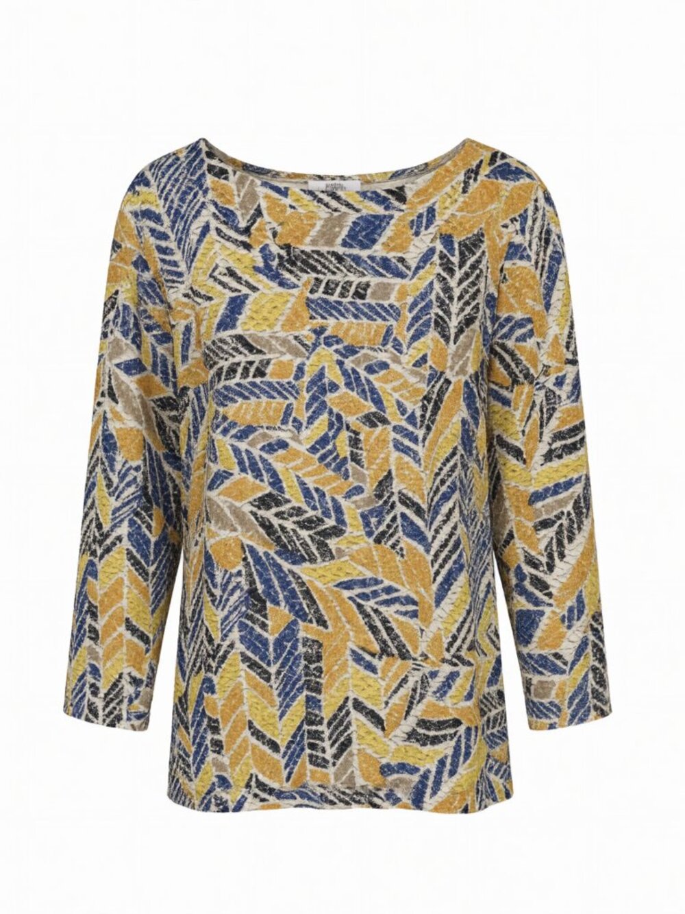 Ruby Rd. Yellow Blue Women's Petite Abstract Print Top PL